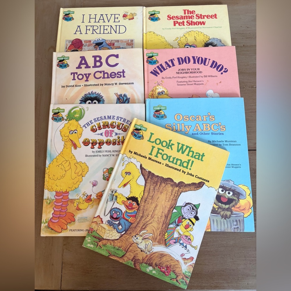 7 Vintage Sesame Street Book Club Hardcover Books 1980s Lot Of Seven